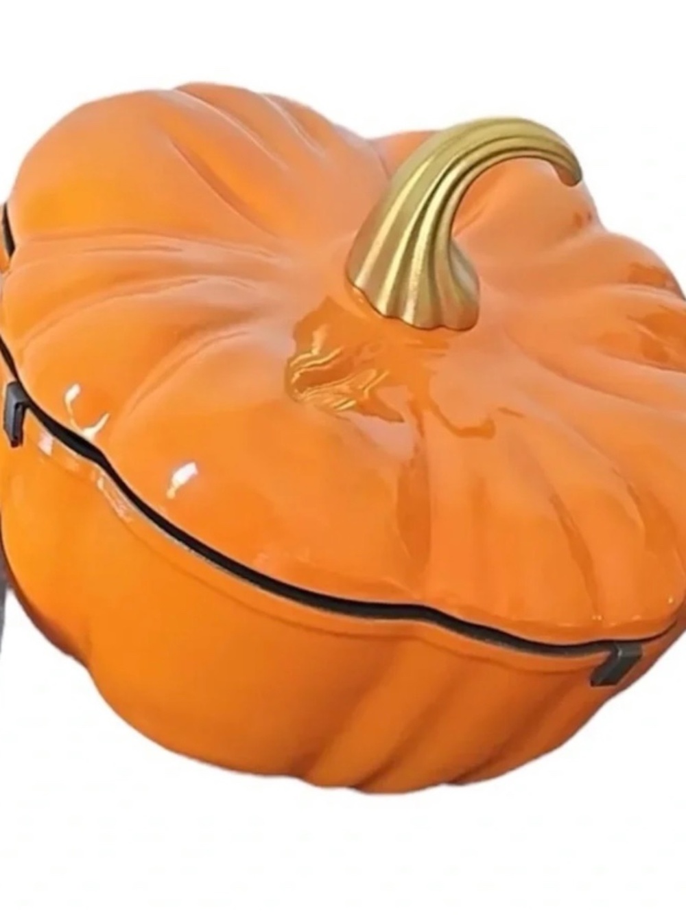Halloween Smith & Clark Ironworks 4 qt Orange Pumpkin Cast Iron Dutch Oven New - Picture 2 of 3